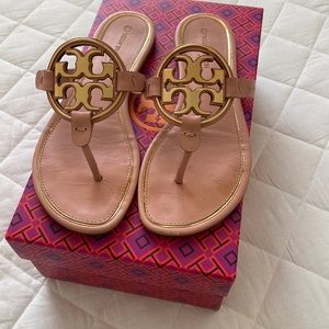 Tory Burch Metal Miller in Pink Moon/Gold Size 7